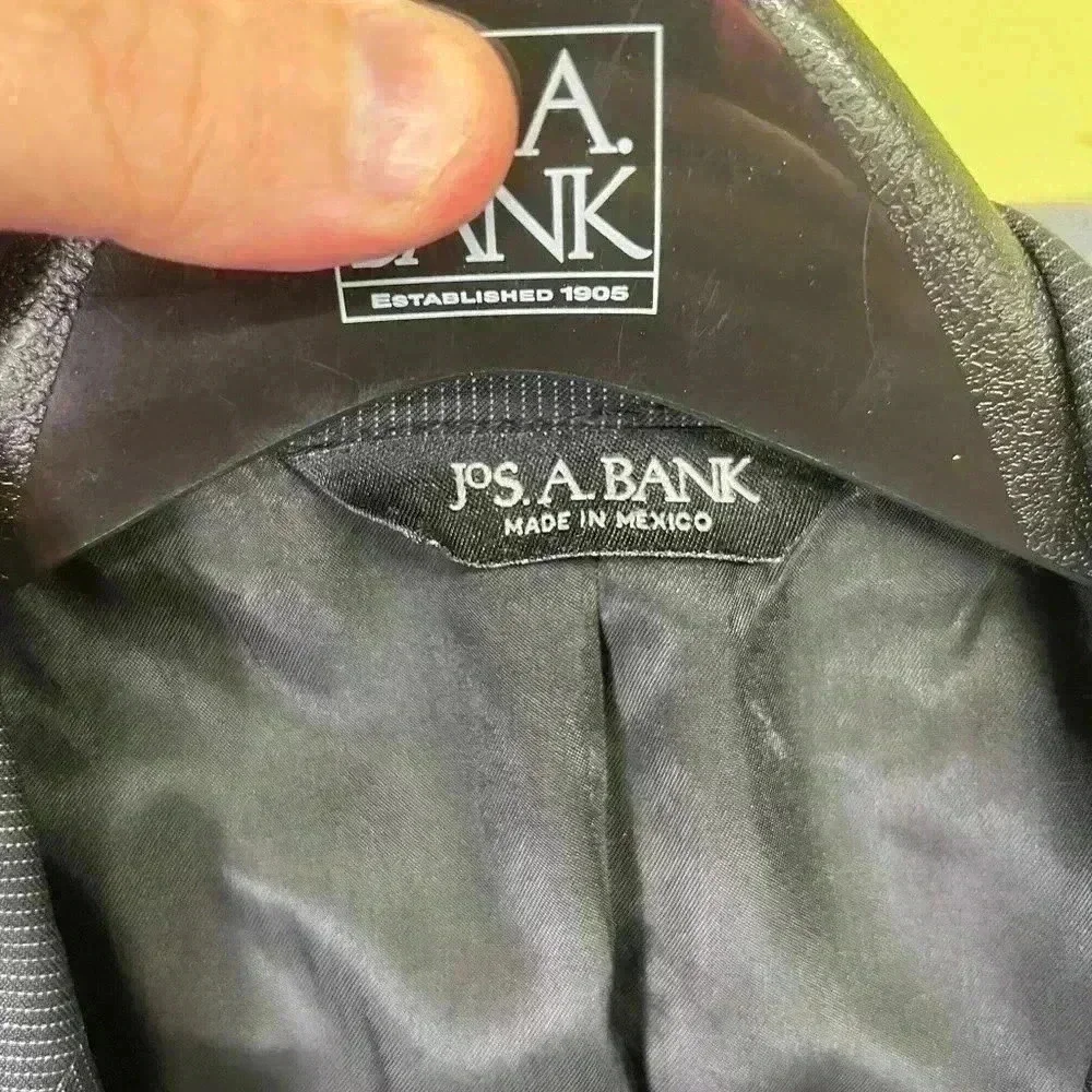 Jos. A Bank 2pc 100% Wool Suit Blazer 43L & Pants 36 Men's‎ GUC Gray Black Nice